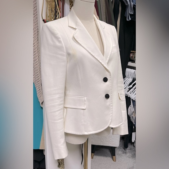 GUCCI ivory white cotton CLASSIC Blazer Jacket 44 (Large) with branded buttons - Picture 3 of 10